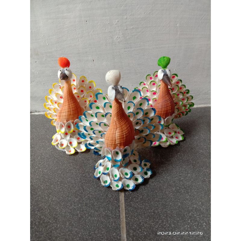 KERANG LAUT MODEL BURUNG MERAK~PRAKARYA~HIASAN DINDING~PAKET 5 PCS