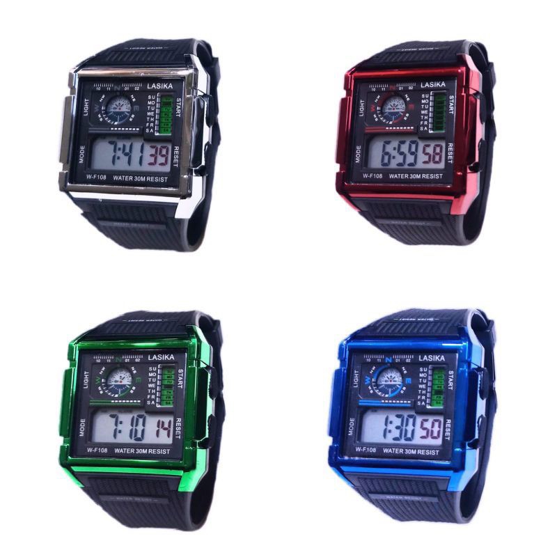 (Terima Cod)Jam Tangan Pria Lasika Sergi W-F108 Strap Rubber(Dikirim Jakarta)