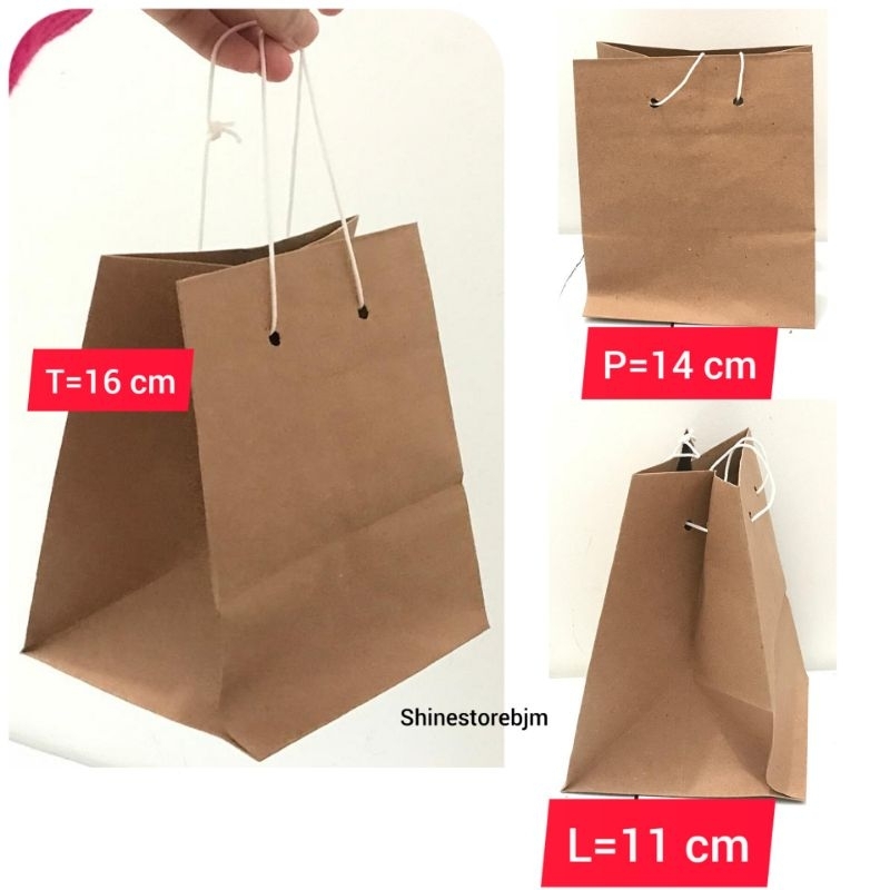 

Paper Bag Mini Warna Coklat Ukuran 14x11x16 cm kecil Buat Souvenir Hampers dan Ukuran besar 26x16x13