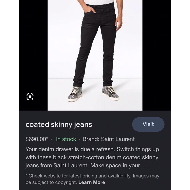 Saint laurent coated skinny jeans second like new