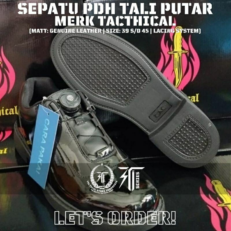 Sepatu PDH Tali Putar Merk Tactical / Tacthical