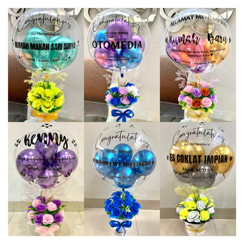 [CUSTOM TULISAN] Snack Flower PVC Balloon Bouquet Buket Balon Congratulations Birthday Anniversary G