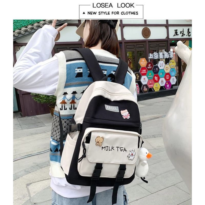 Tas Ransel Wanita Tas Sekolah Karakter Backpack Fashion Pria Wanita