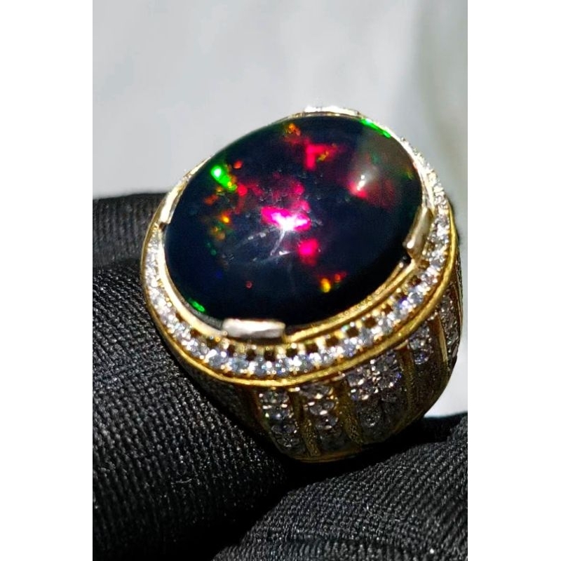 Cincin Batu Kalimaya Black Oval Afrika Natural ( High Quality )