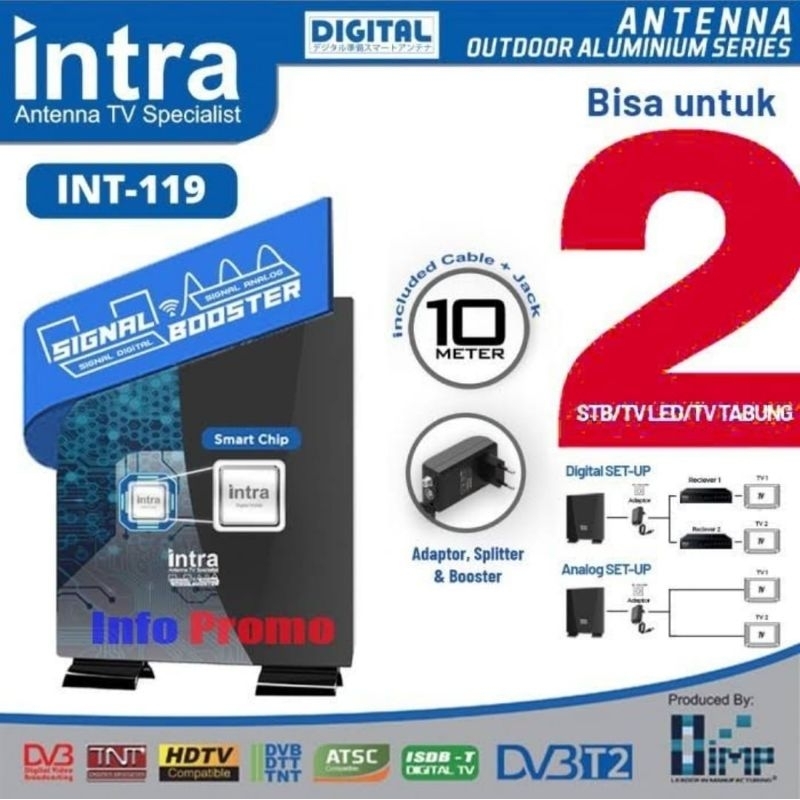 Antena Digital Intra Indoor-Outdoor INT-119 Antena TV Digital