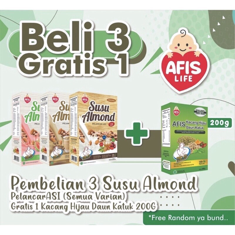 Afis Life Susu Almond Pelancar Asi Untuk Ibu Menyusui 200gr Original BPOM By Lidyamomnbaby