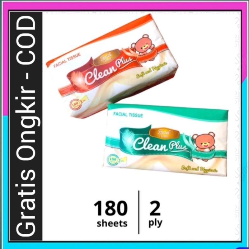 (3pack) Tisu clean plus facial 180 sheet 2ply