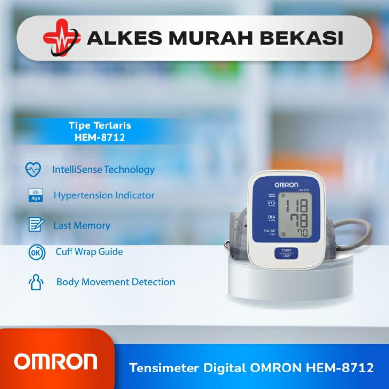 OMRON Tensimeter Digital HEM-8712  / OMRON Tensimeter HEM-7140T Bluetooth FREE Termometer MC-246
