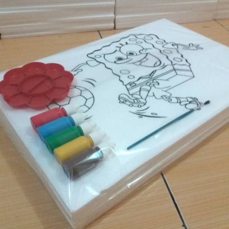 

1 set stereofom lukis 35x25 isi 6 gambar+5 warna+kuas+palet/Styrofoam/edukasi anak
