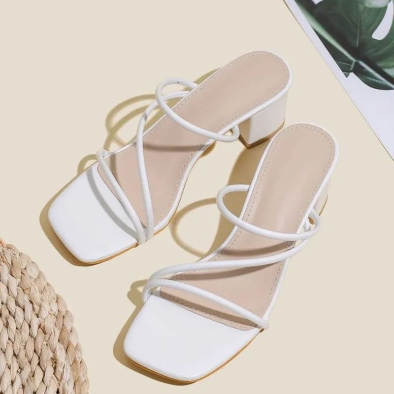 original ens - jessy sandal heels wanita berhak 5cm - putih