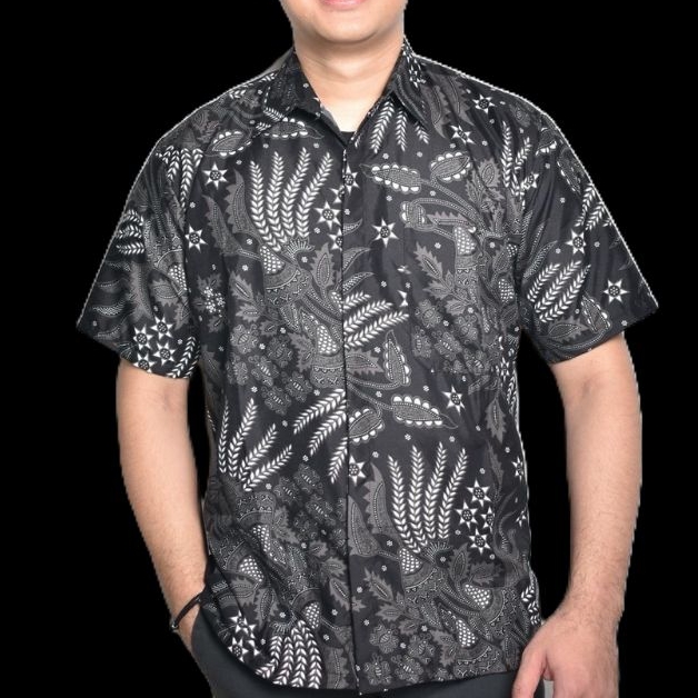 Batik Pria Lengan Pendek HRB026 BSWART Kenongo Hem Padi Pekalongan M L XL XXL