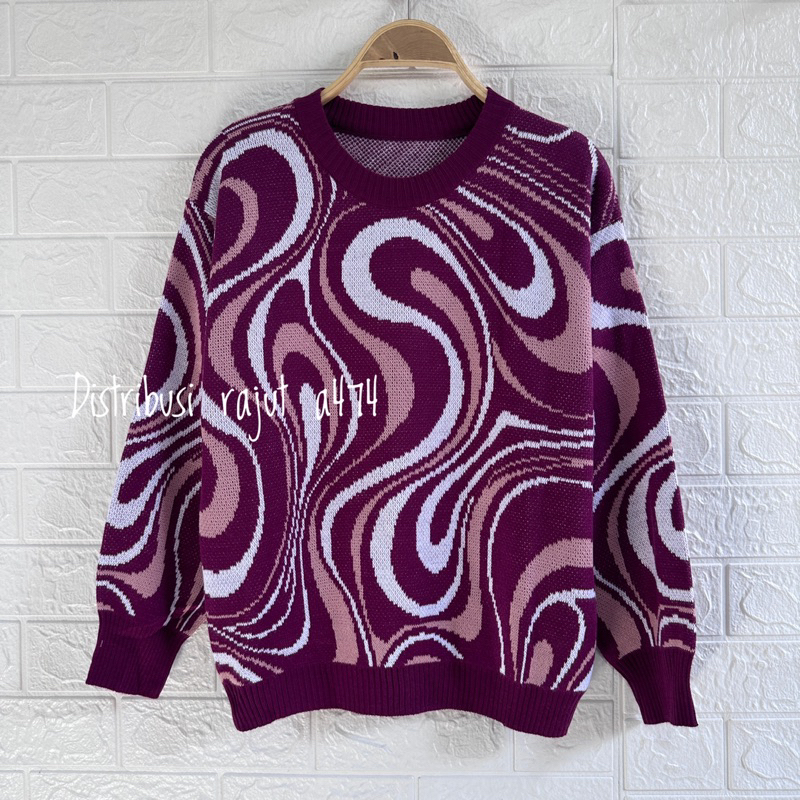 KIANA SWEATER RAJUT CROP MOTIF ZEBRA ATASAN LENGAN PANJANG WANITA