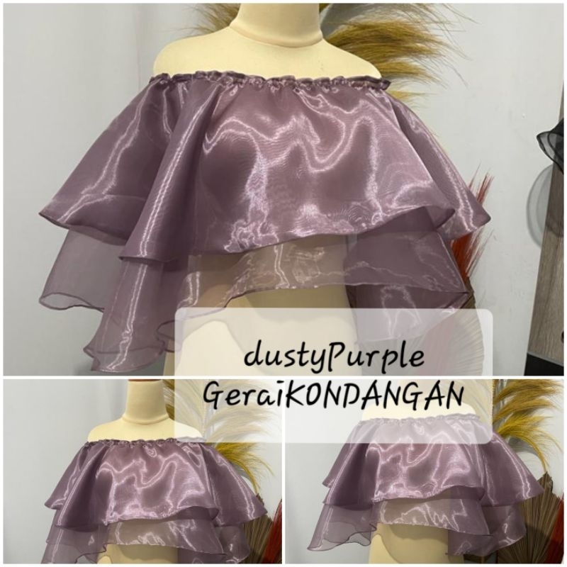 RUFFLE SABRINA MAKEUP / Aksesoris Bahu ruffle Organza Kombinasian dress pesta / ruffle sabrina for maternity shoot / Organza ruffle Foto Hamil dan prewedding