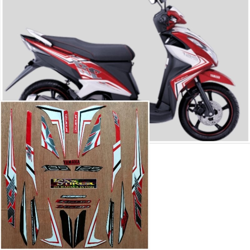 Striping original Yamaha Xeon RC 125 merah tahun 2014 2015