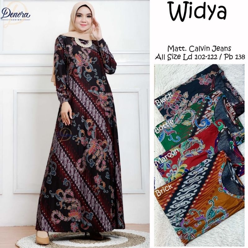 Widya maxy, bahan Calvin jeans, Ld.102-122 Pb.138, by Denora