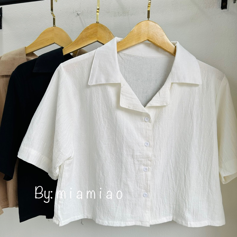 AUDY CROP SHIRT - LINEN SHIRT