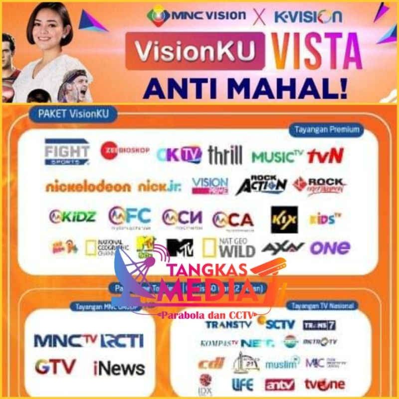 Paket Bulanan Parabola berlangganan VisionKU dari KVISION