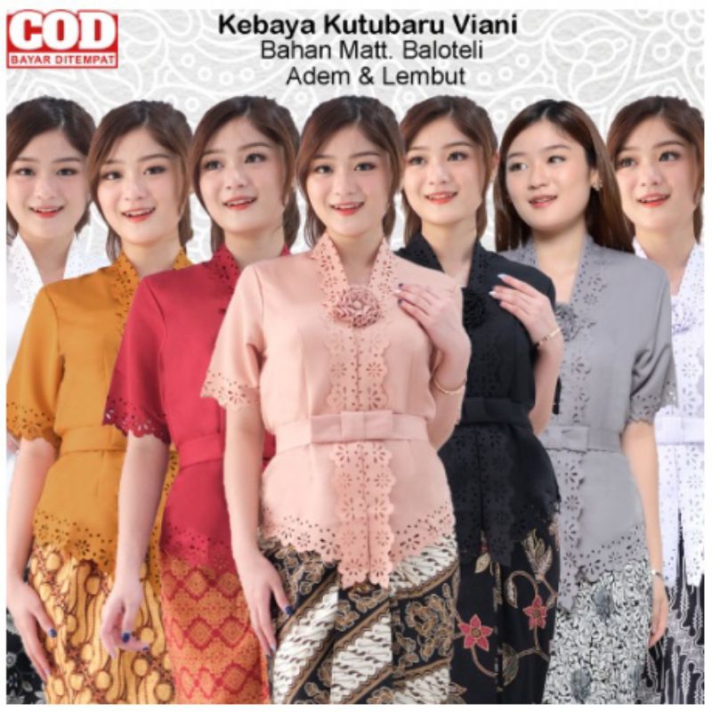 Promo Atasan Kebaya Encim Viani Modern Bahan Katun Lengan Pendek