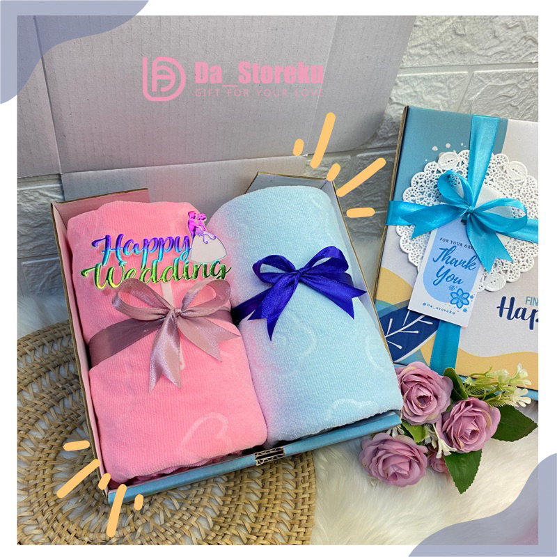 HAMPERS HANDUK 70 x 140 cm / GIFT BOX HANDUK  LUCU / HAMPERS HANDUK HADIAH WEDDING ENGAGEMENT BIRTHDAY / KADO PERNIKAHAN HANDUK MURAH