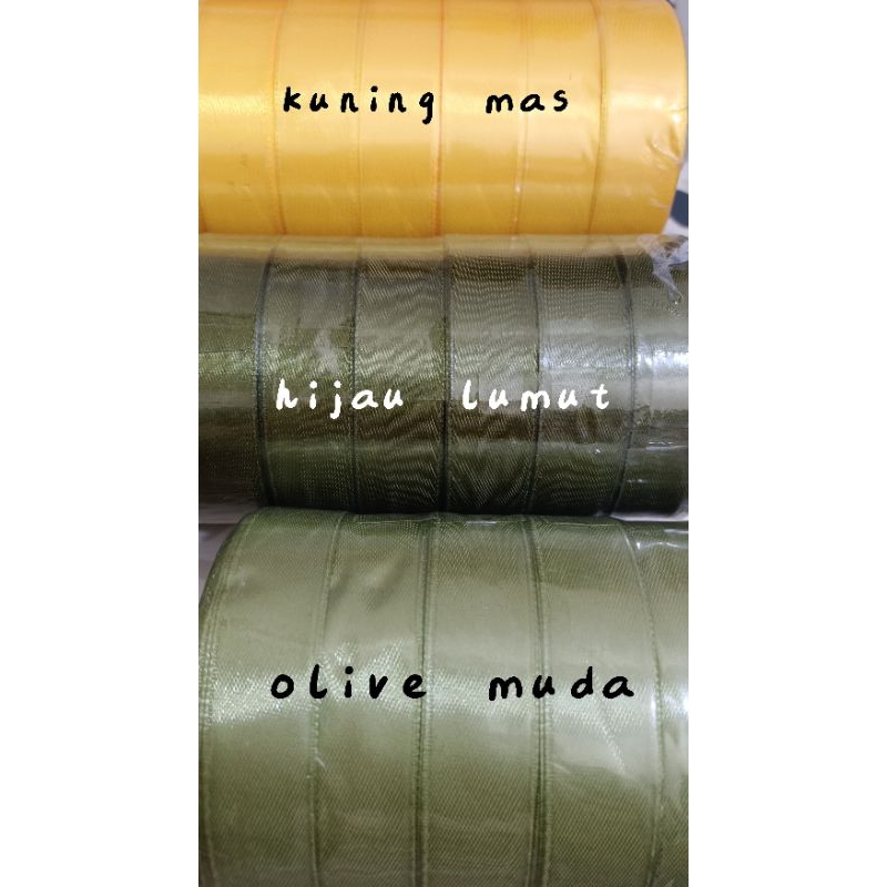 Pita satin 2 cm polos dan Lis emas per rol  20 yard