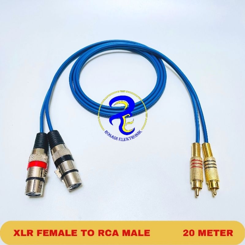 kabel xlr canon female to rca male cable audio mixer 20 meter