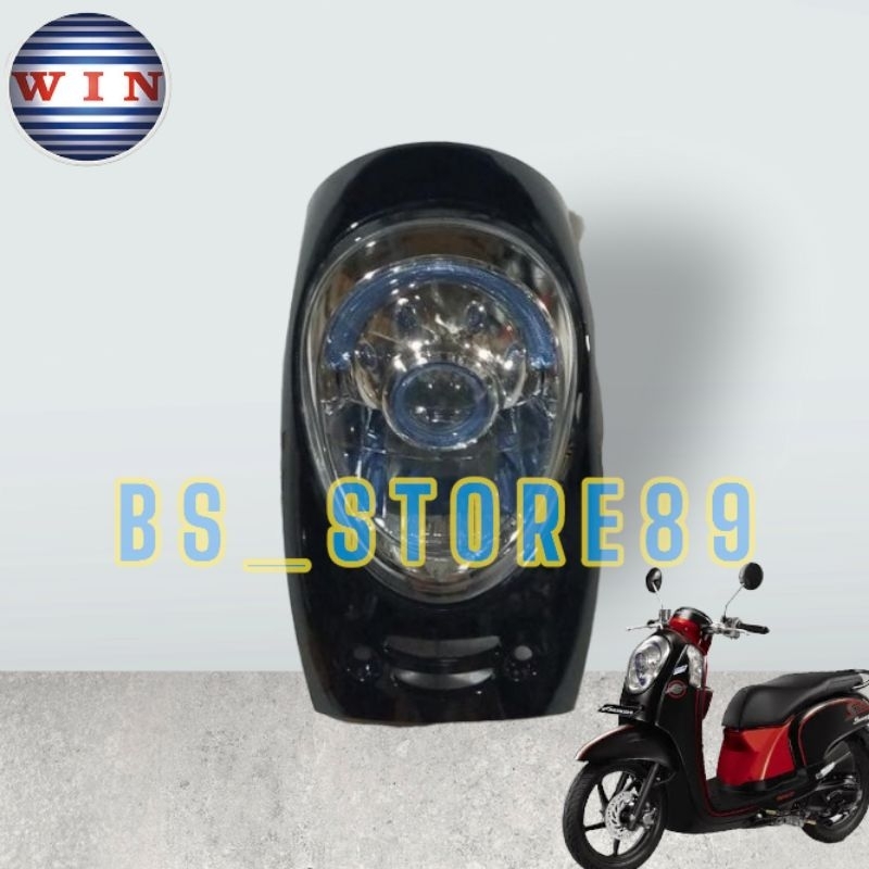 PANEL DEPAN COVER LAMPU DEPAN SCOOPY FI LAMA 2013 2014 2015 2016 | PANEL SET REFLEKTOR SCOOPY FI K16 2013-2016 | TAMENG LAMPU DEPAN SCOOPY FI LAMA | MERK WIN