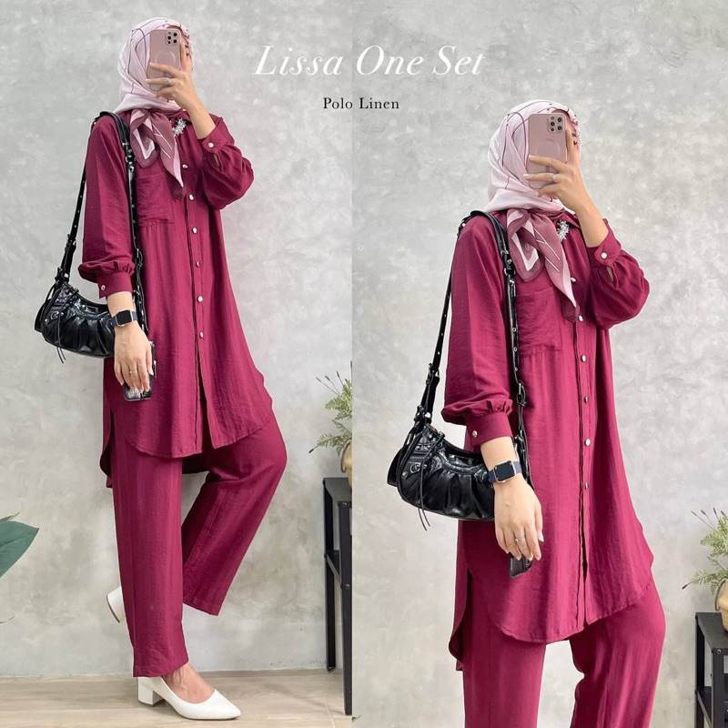 One set VINETA setelan wanita polo linen