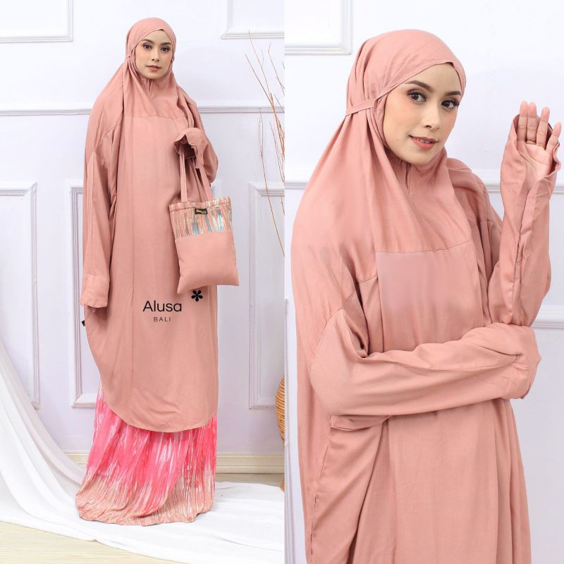 ORIGINAL Mukena Berlengan Bali Jumbo Alusa HDM Wave Salem
