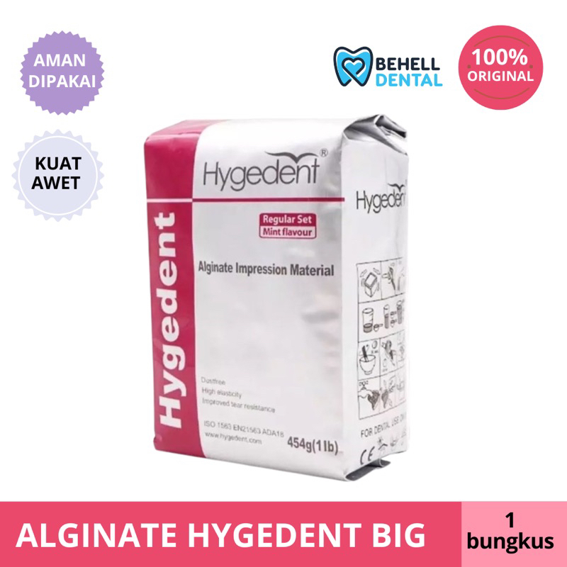 FREE BUBBLE - ALGINAT HYGEDENT NORMAL SET REGULER ALGINATE RASA MINT REGULER BAHAN CETAK GIGI DENTAL IMPRESSION - Bubuk pink