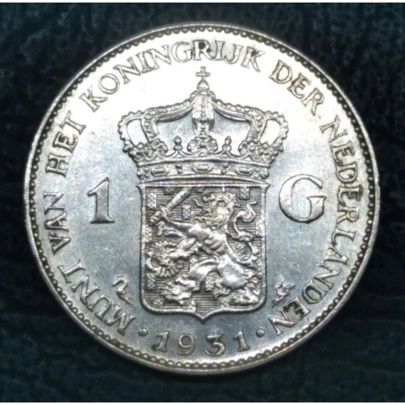 Uang Koin Kuno NEDERLANDS 1 Gulden 1931 Wilhelmina Original