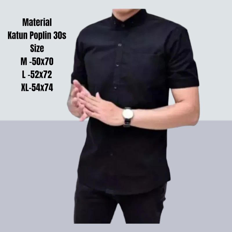 kemeja pria lengan pendek warna hitam