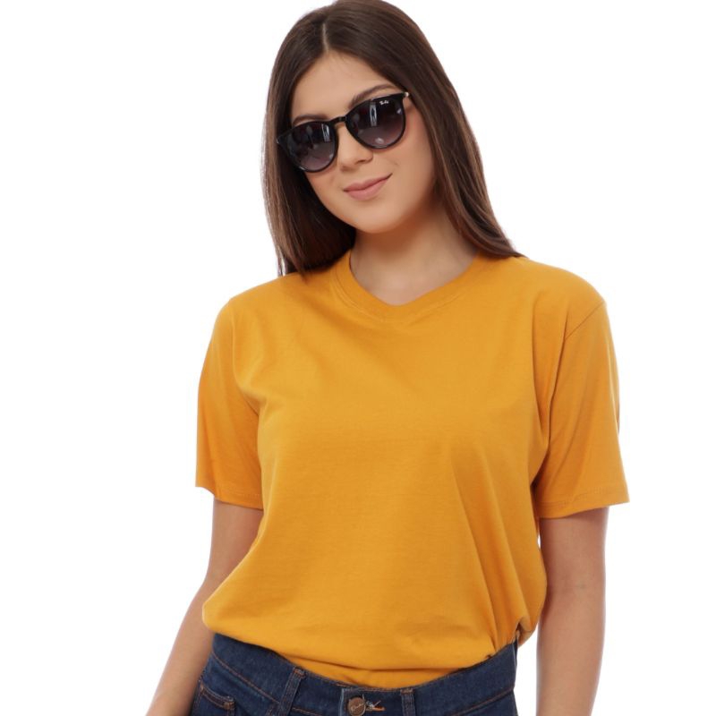 KAOS POLOS MUSTARD KUNING KUNYIT T-SHIRT WANITA CEWEK PREMIUM DISTRO PESANAN COD