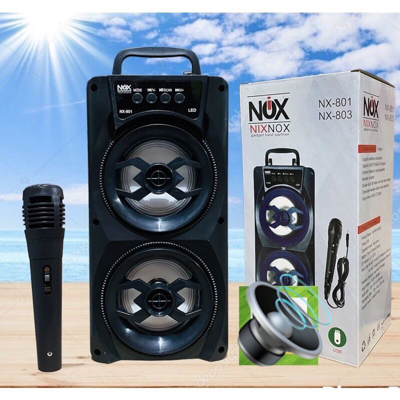BESTPROMO NX-801 NX-803 SPEAKER BLUETOOTH FULLBASS NIXNOX NX-801 FREE MIC FOR KARAOKE
