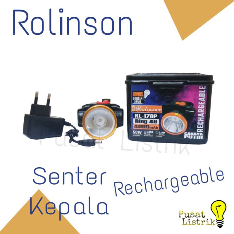 Senter Kepala LED 50W Rolinson Headlamp RL-178P Rechargeable