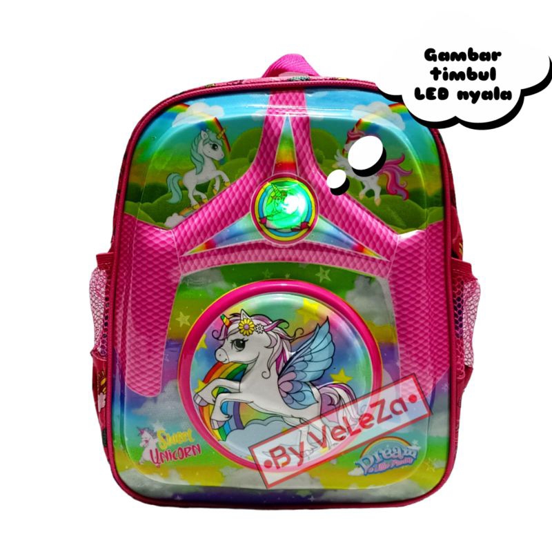 Tas Ransel Anak Karakter unicorn led - Tas Anak