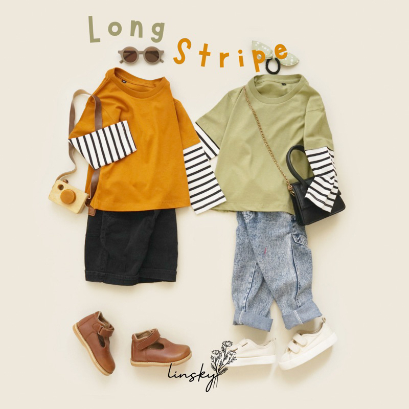 LINSKY BABY - Long Stripe Tee Kaos Anak Unisex