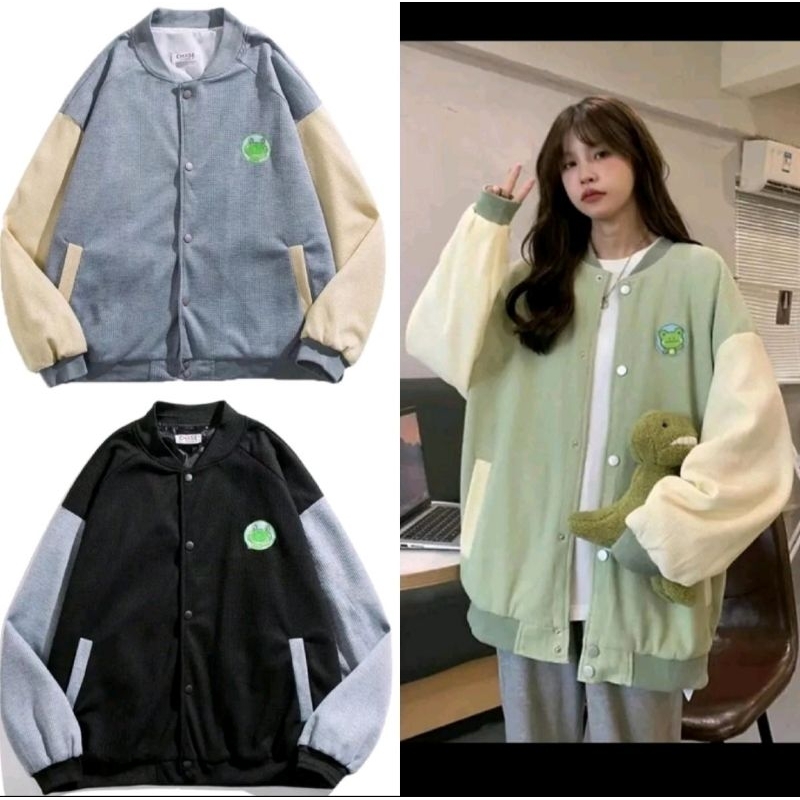 ALU • ZUMMA KODOK BORDIR VARSITY BASEBALL JACKET BOMBER UNISEX COUPLE