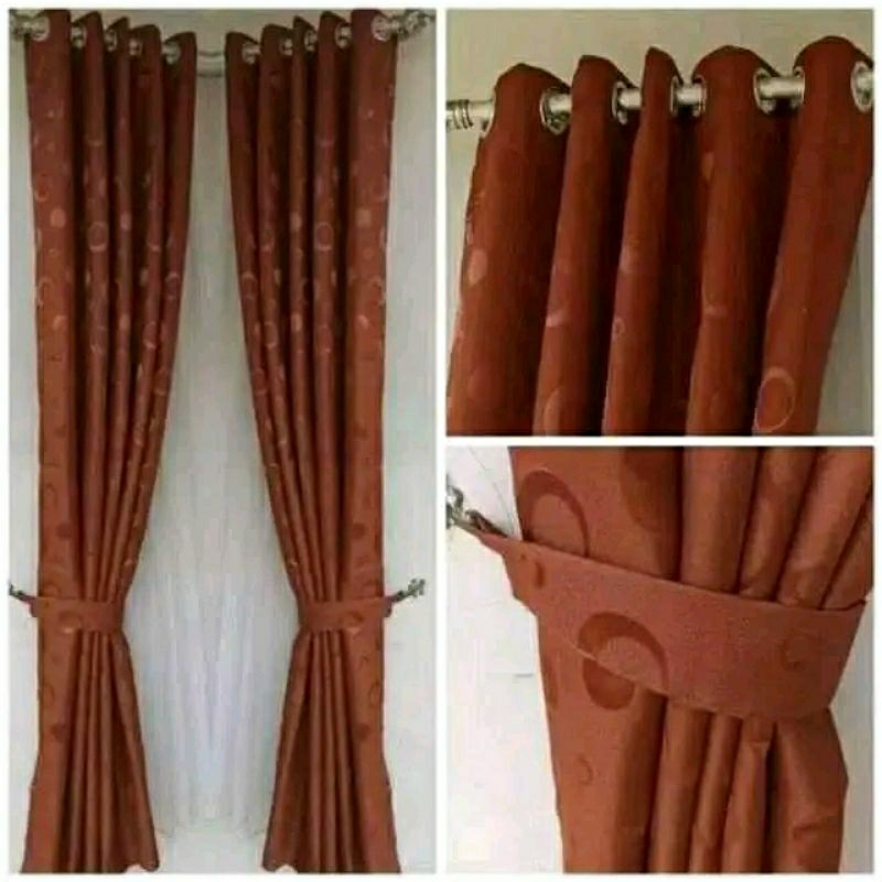 Hordeng Tebal Mewah Gorden Motif Polkadot Minimalis Korden Terbaru Ruang Tamu Gorden Jendela Pendek 