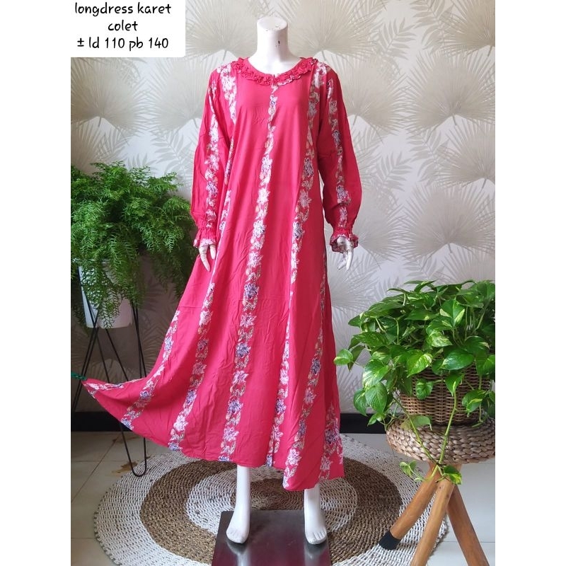 LONGDRESS KARET COLET GAMIS BATIK CAP ASLI PEKALONGAN TERMURAH