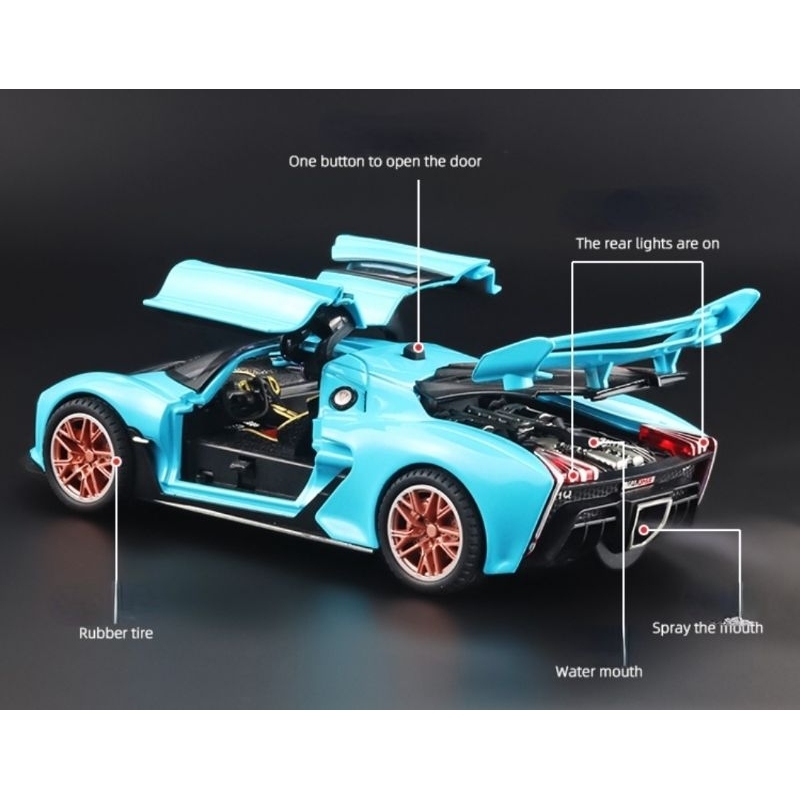 Diecast Alloy Car Model Miniatur Die-cast Mobil Mobilan Sports Car Pajangan Metal  Skala 1:24