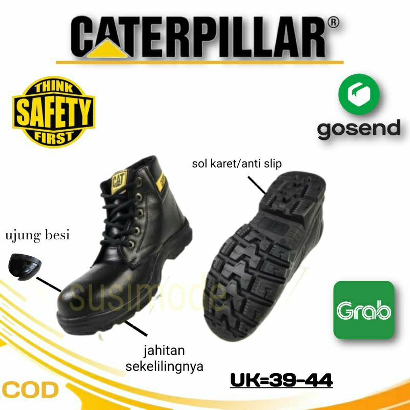 Sepatu Caterpillar Holton Sepatu Safety Boots Ujung Besi Fashion Pria - 42