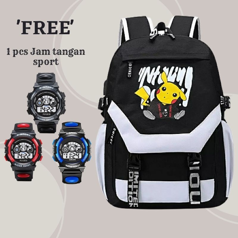 Tas Backpack Korea Stel Karakter Picaku