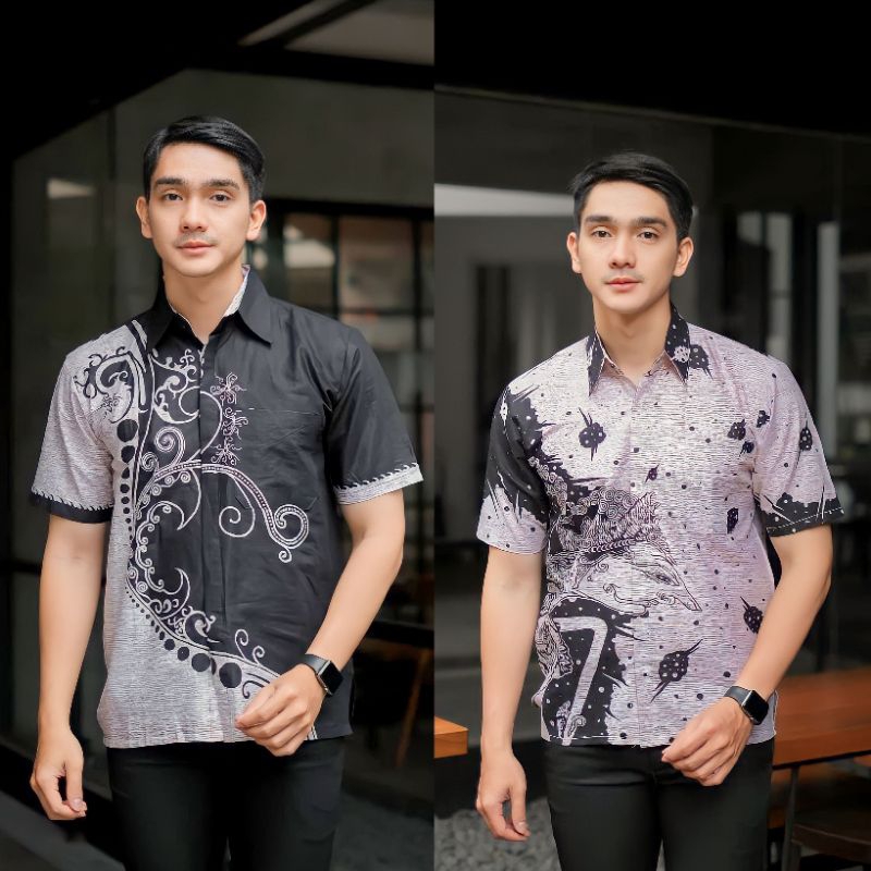 KEMEJA BATIK PRIA LENGAN PENDEK SIZE M L XL BSWART batik HRB026