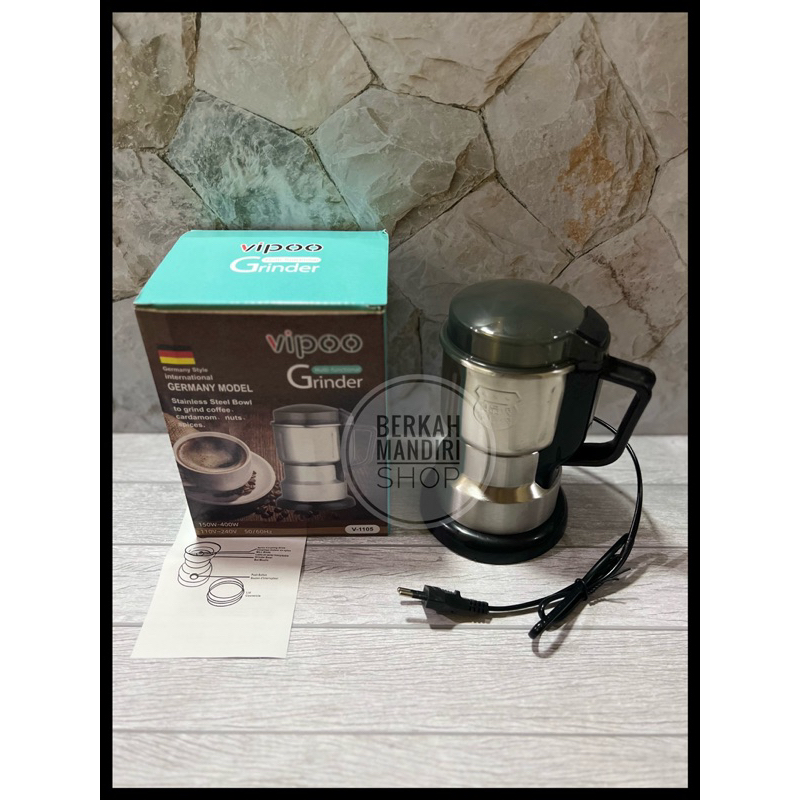 Vipoo V-1105 Mesin Bubuk Tepung Penggiling Kopi Elektrik 400g - Grinder Coffee Herbal Biji Kacang Obat Mesin Giling Grinder Elektrik - Untuk Bumbu Kering