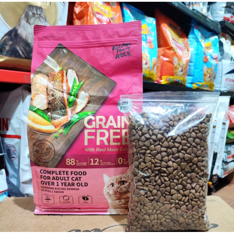 (REPACK) KF Adult repack 1kg, Kitchen Flavour (makanan kucing)