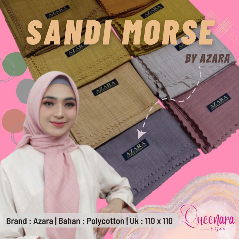 (Harga Grosir)Azara Voal Waffle Sandi Morse / Sandi Vogue Jilbab Segiempat