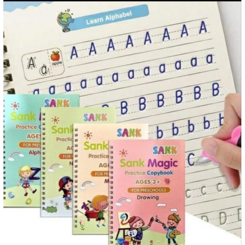 

4 In 1 Magic Book Anak Sank magic Book Buku Ajaib Belajar menulis