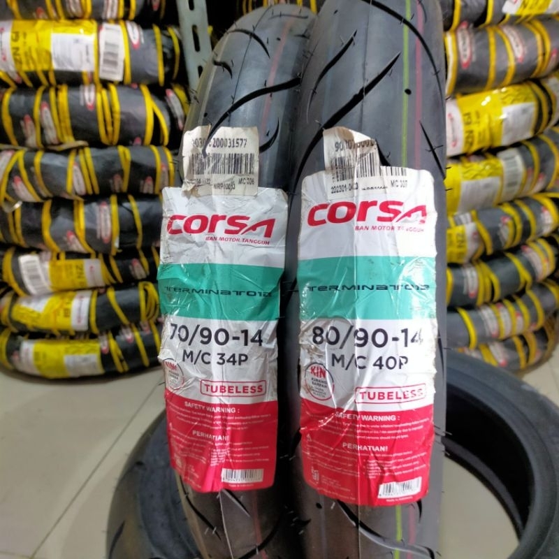 sepasang ban luar motor matic beat Vario Mio ring 14  80/90-14 70/90-14 Corsa Terminator Tubles