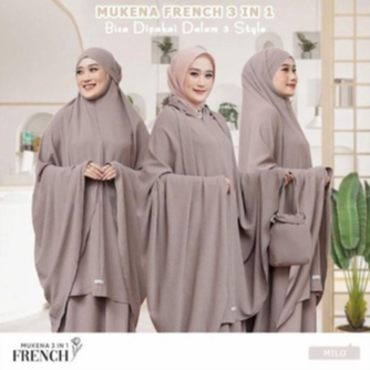 MUKENAH FRENCH KHIMAR 3 IN 1 CRINCLE AIRFLOW