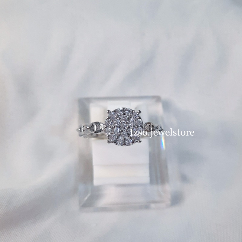 Izso Cincin Silver Cincin Titanium Anti Karat Korean Style Cubic Zirconia Crystal